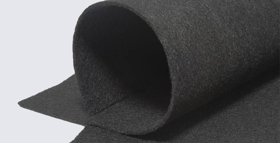 A rolled carbon felt and an unfolded carbon fiber felt