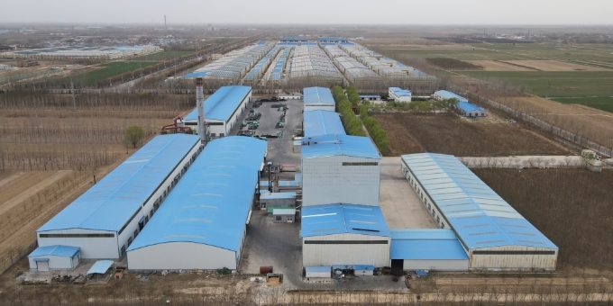 A large graphite production factory from the top view