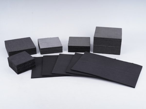 Soft & rigid graphite felt samples are displayed.