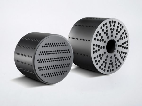 Graphite heat exchangers with round holes