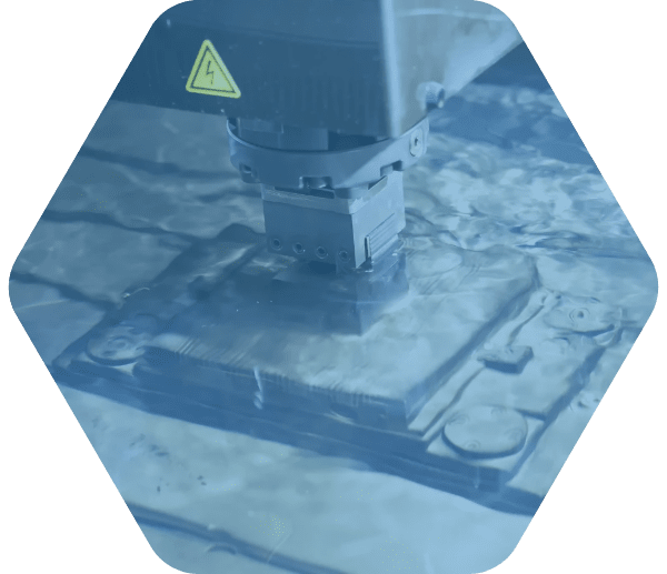 The graphite electrode is processing the material.