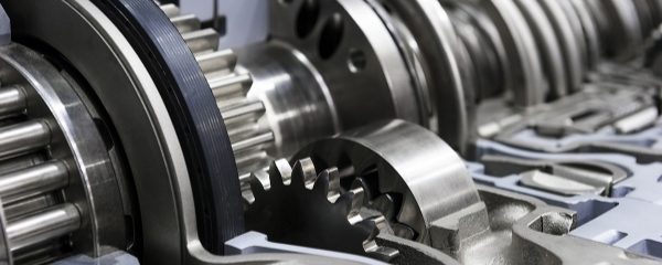 Los engranajes dentro del equipo mecánico se entrelazan entre sí.