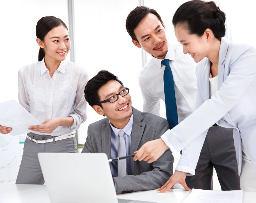 Our team members are discussing their plans.