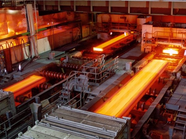 The factory equipment is conducting metal plate production.