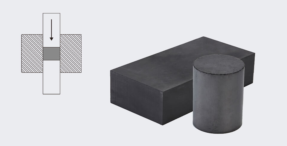 Molded graphite blocks and their manufacturing process