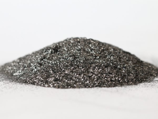 A pile of natural flake graphite