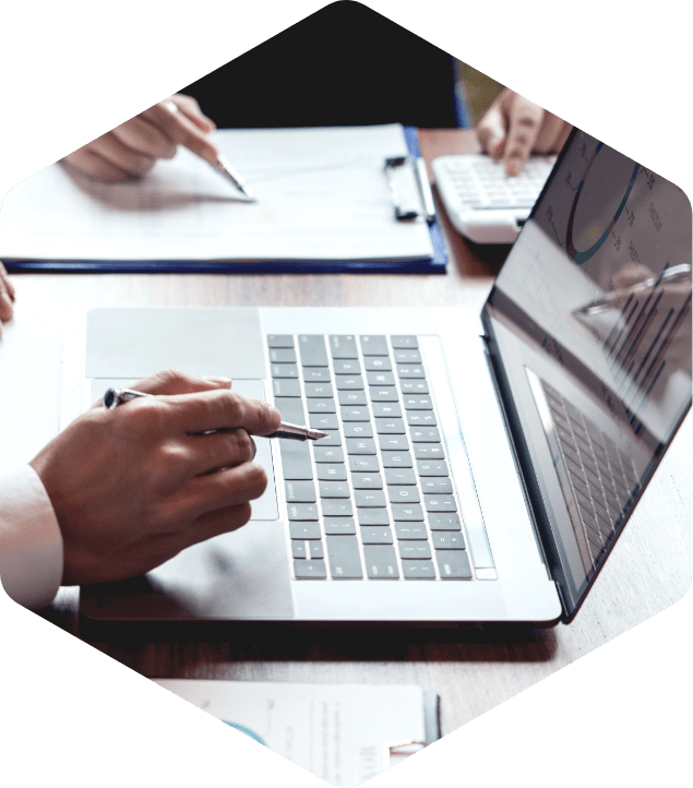 Our workers are working and communicating with each other on computer.