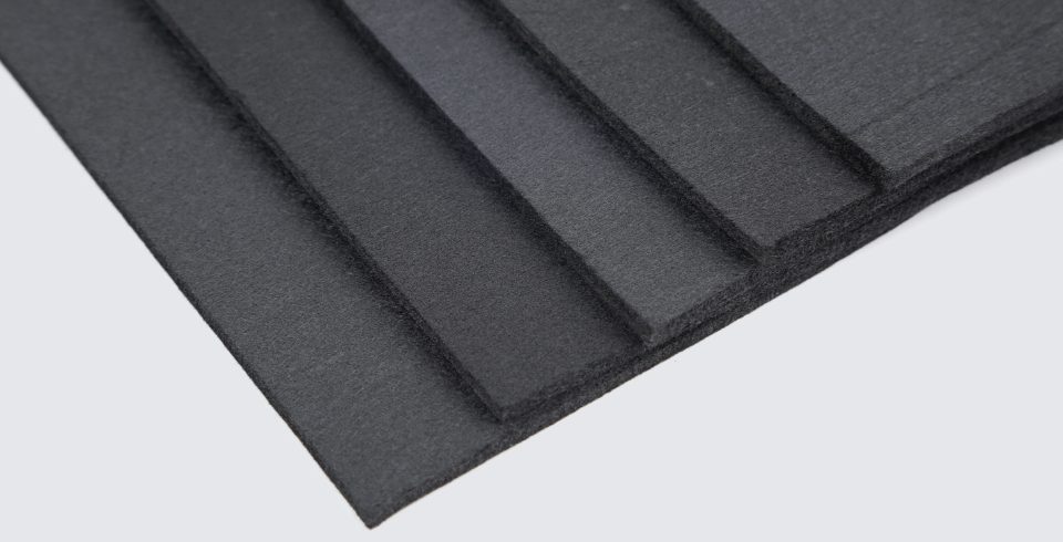 Orderly placed soft graphite felt samples